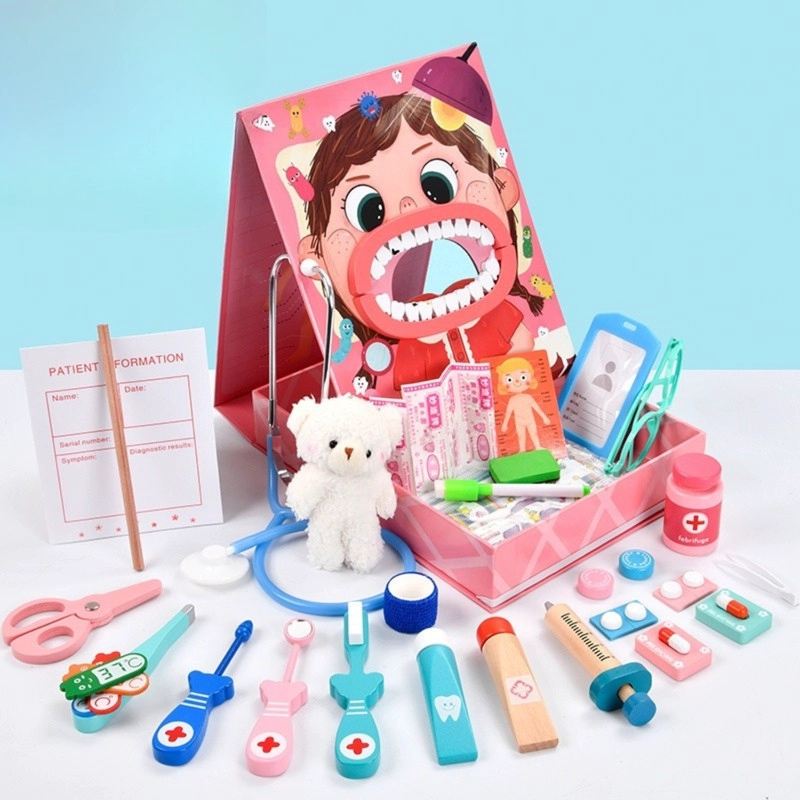 JUGUETE DIDACTICO DENTAL PARA NIÑOS EN MADERA ROSADO - 7