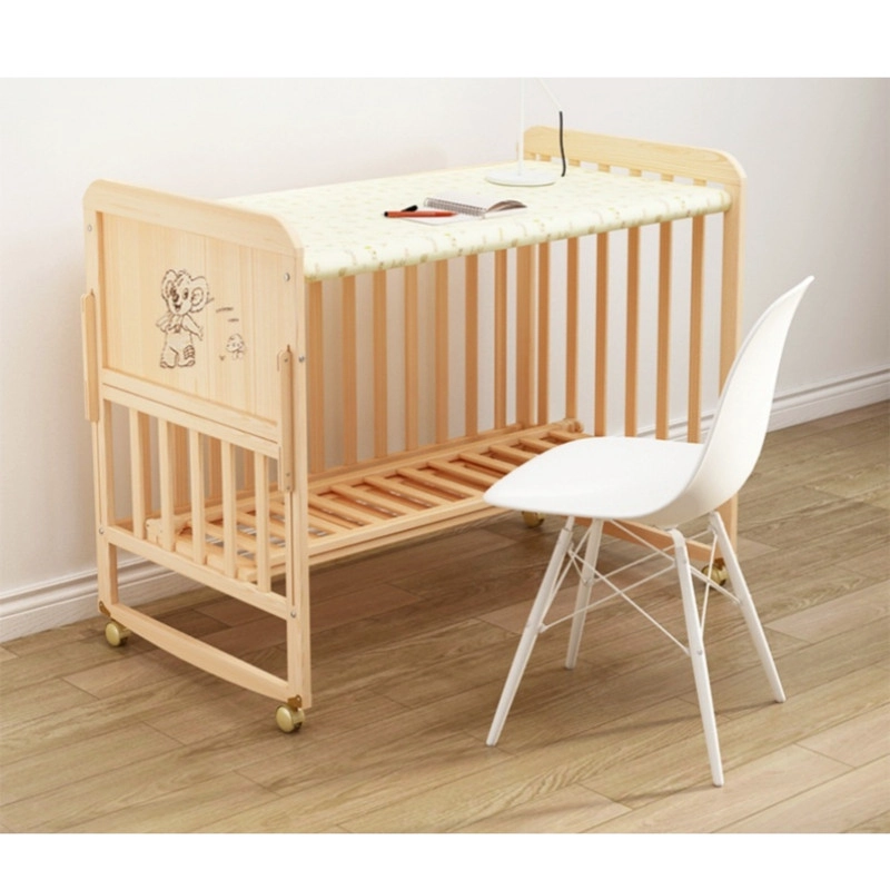 CUNA CAMA MADERA MULTIFUNCIONAL AJUSTABLE INCLUYE COLCHON Y ROPA DE CAMA CELESTE - 7