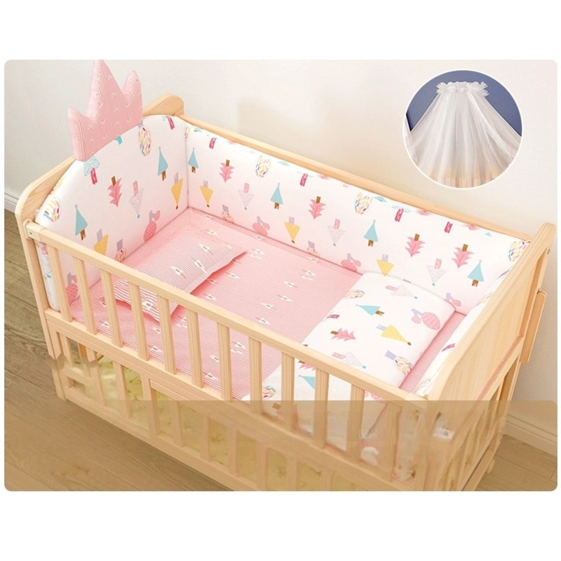 CUNA CAMA MADERA MULTIFUNCIONAL AJUSTABLE INCLUYE COLCHON Y ROPA DE CAMA ROSA - 2