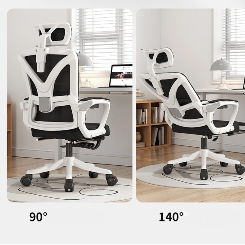 SILLA DE OFICINA PREMIUM ERGONOMICA CON REPOSACABEZAS APOYABRAZOS AJUSTABLES Y REPOSAPIE S BLANCA - 4