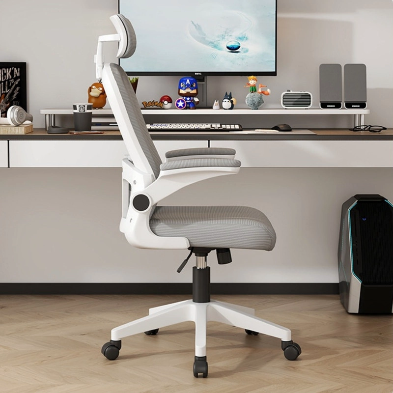 SILLA ESCRITORIO ERGONOMICA CON REPOSACABEZAS APOYABRAZOS AJUSTABLES  Y MALLA TRANSPIRABLE BLANCA - 4