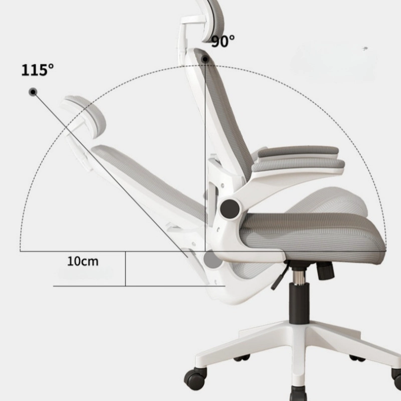 SILLA ESCRITORIO ERGONOMICA CON REPOSACABEZAS APOYABRAZOS AJUSTABLES  Y MALLA TRANSPIRABLE BLANCA - 5