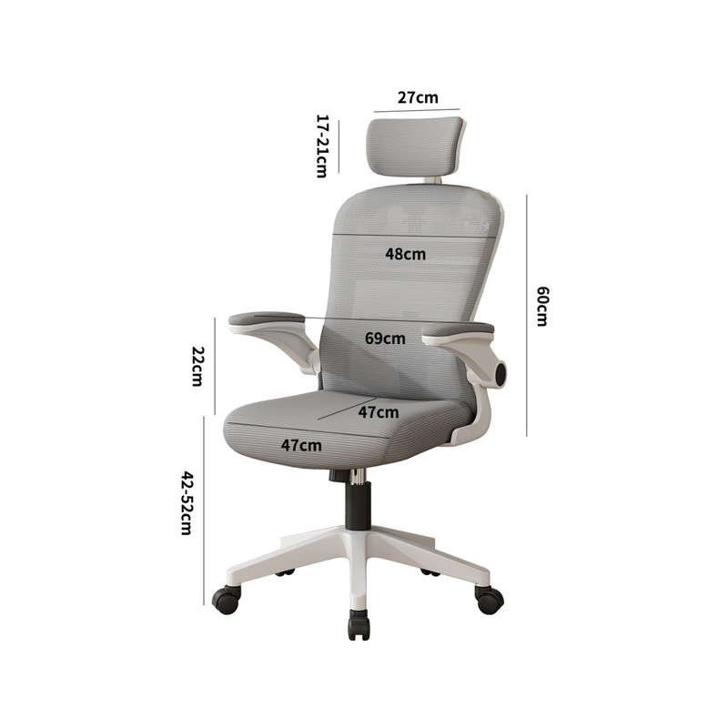 SILLA ESCRITORIO ERGONOMICA CON REPOSACABEZAS APOYABRAZOS AJUSTABLES  Y MALLA TRANSPIRABLE BLANCA - 6
