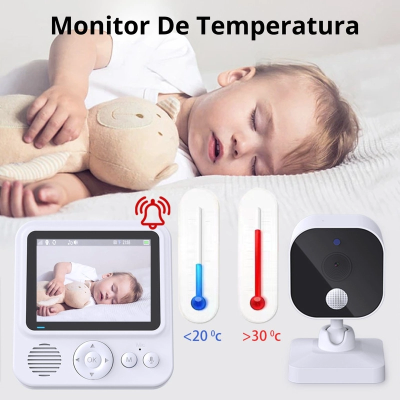 MONITOR VIDEO 2,8 PULGADAS CON VISION NOCTURNA, SENSOR TEMPERATURA Y MICROFONO - 2