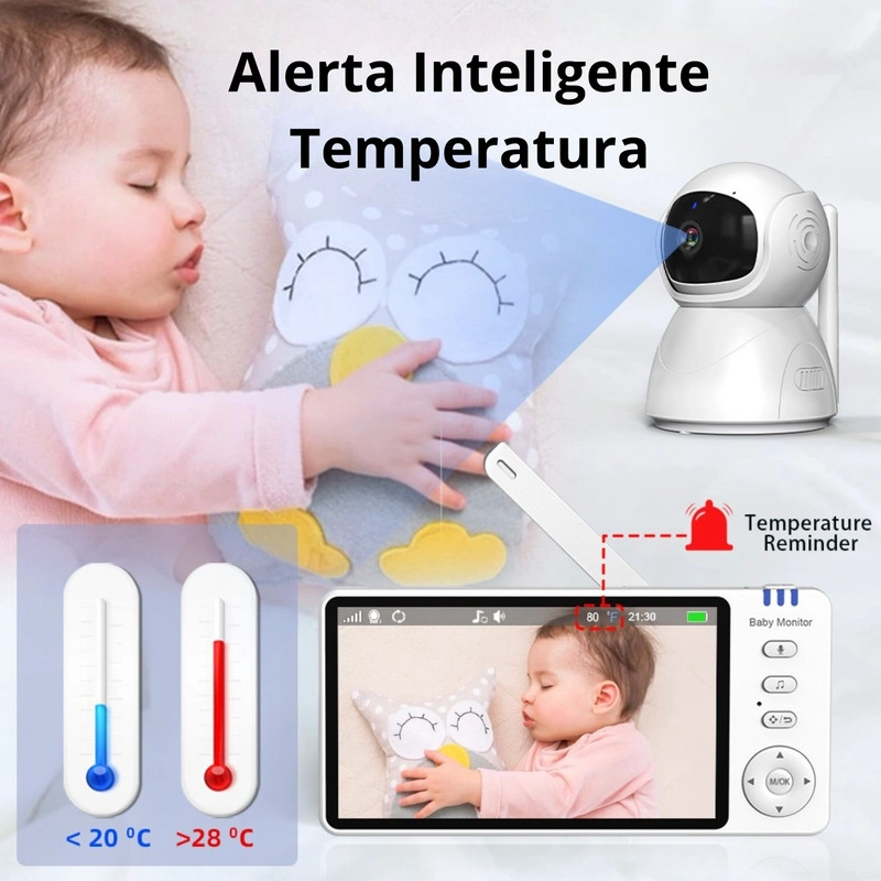 MONITOR VIDEO 5,0 PULGADAS INALAMBRICO CON VISION NOCTURNA, SENSOR TEMPERATURA Y MICROFONO - 2