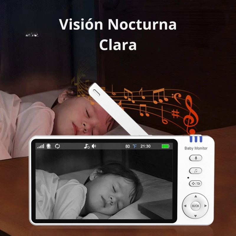 MONITOR VIDEO 5,0 PULGADAS INALAMBRICO CON VISION NOCTURNA, SENSOR TEMPERATURA Y MICROFONO - 3