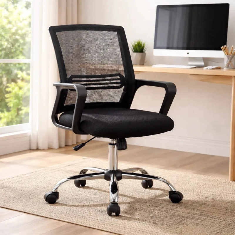 SILLA EJECUTIVA ERGONOMICA DE OFICINA CON APOYABRAZOS Y MALLA TRANSPIRABLE - 1