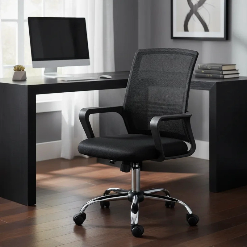 SILLA EJECUTIVA ERGONOMICA DE OFICINA CON APOYABRAZOS Y MALLA TRANSPIRABLE - 2