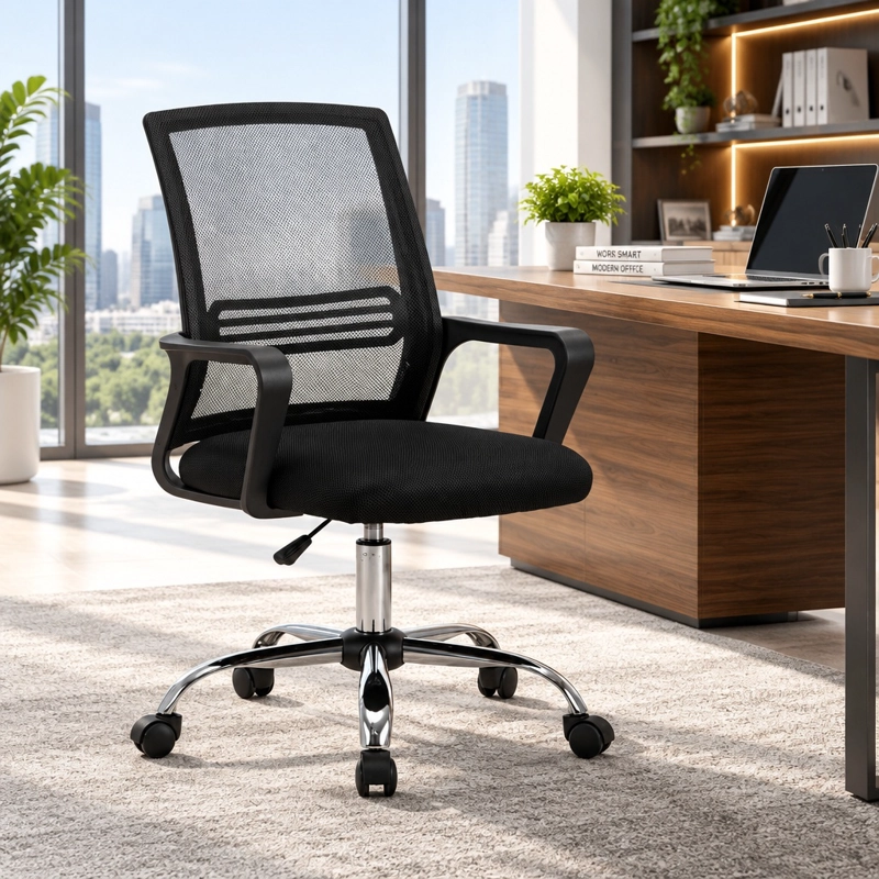 SILLA EJECUTIVA ERGONOMICA DE OFICINA CON APOYABRAZOS Y MALLA TRANSPIRABLE - 8