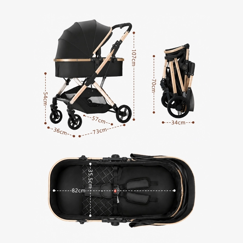 COCHE CUNA PASEO DE LUJO PLEGADO AUTOMATICO CON MARCO DE ALUMINIO Y ASIENTO RECLINABLE - 9