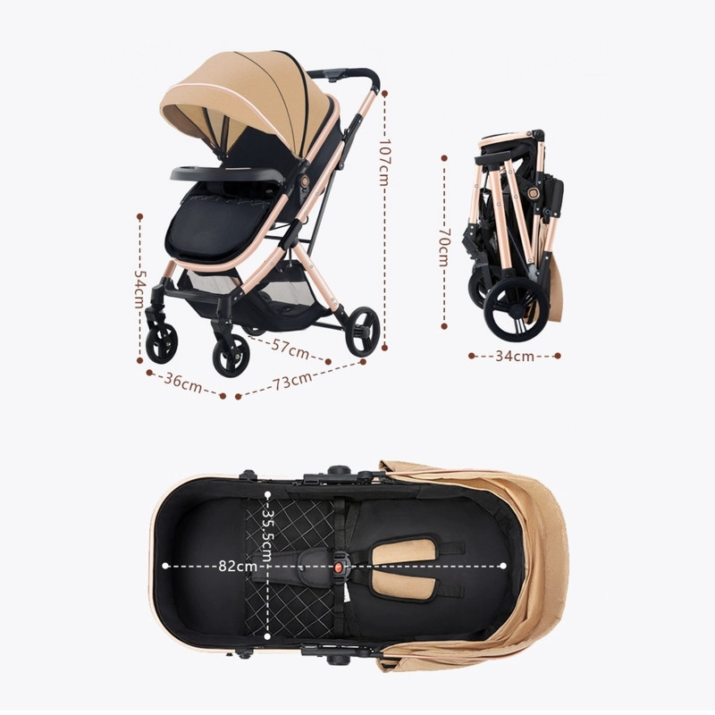 COCHE CUNA PASEO DE LUJO PLEGADO AUTOMATICO CON MARCO DE ALUMINIO Y ASIENTO RECLINABLE - 6
