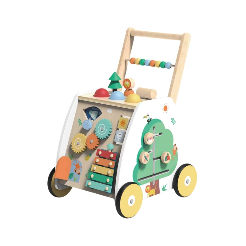CAMINADOR Y ANDADOR INFANTIL DE MADERA CON JUEGOS DIDACTICOS - 2