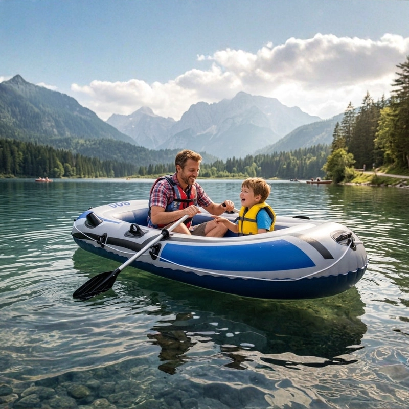 BOTE INFLABLE PARA 2 PERSONAS CON REMOS Y BOMBA DE AIRE MANUAL - 1