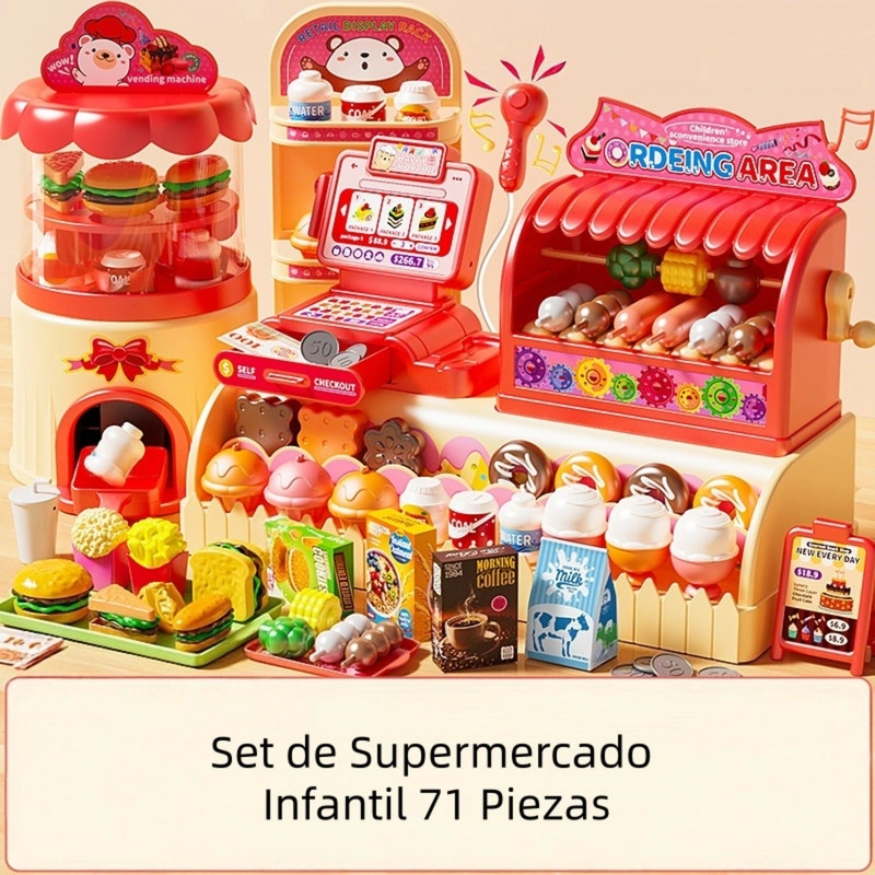 SET JUEGO DE SUPERMERCADO INFANTIL 71 PIEZAS ROJO - 2