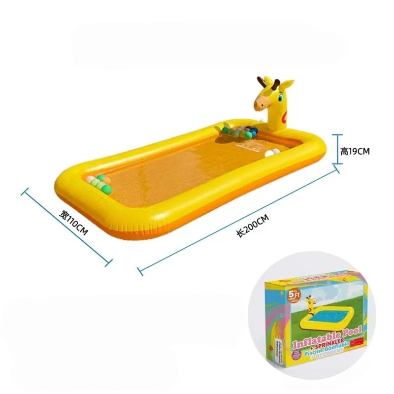 PISCINA INFLABLE CON CHORRO DE AGUA DISEÑO JIRAFA PARA NIÑOS 200 CM - 4