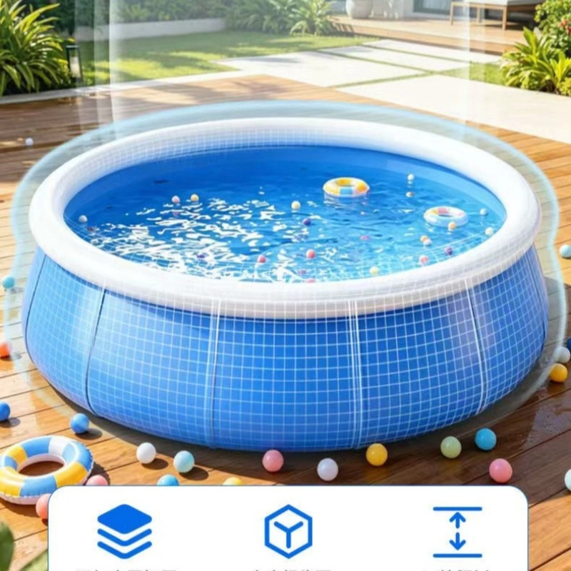 PISCINA FAMILIAR REDONDA ULTRA RESISTENTE DE INSTALACION RAPIDA CON ARO INFLABLE 183CM - 2