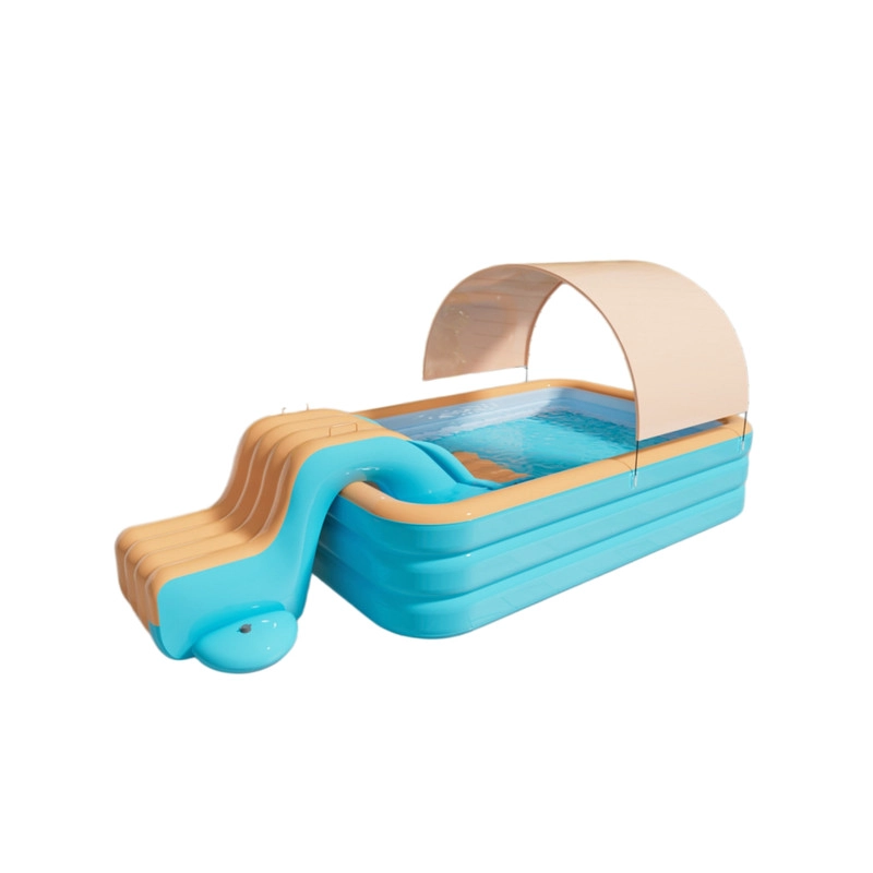 CENTRO DE JUEGOS ACUATICO INFANTIL, PISCINA INFLABLE CON TOBOGAN Y TECHO - 2