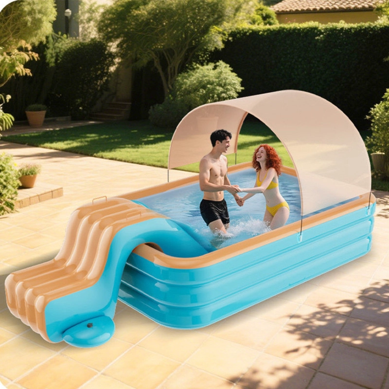 CENTRO DE JUEGOS ACUATICO INFANTIL, PISCINA INFLABLE CON TOBOGAN Y TECHO - 3