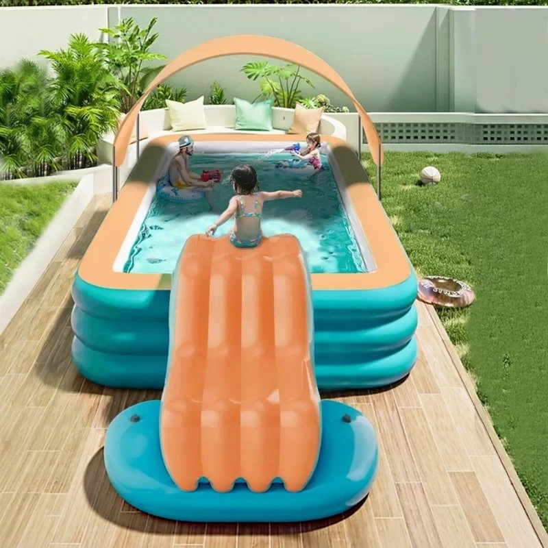 CENTRO DE JUEGOS ACUATICO INFANTIL, PISCINA INFLABLE CON TOBOGAN Y TECHO - 7