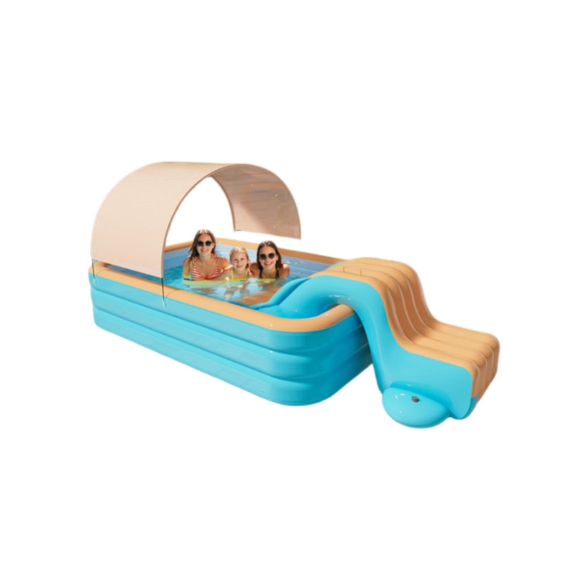CENTRO DE JUEGOS ACUATICO INFANTIL, PISCINA INFLABLE CON TOBOGAN Y TECHO - 8