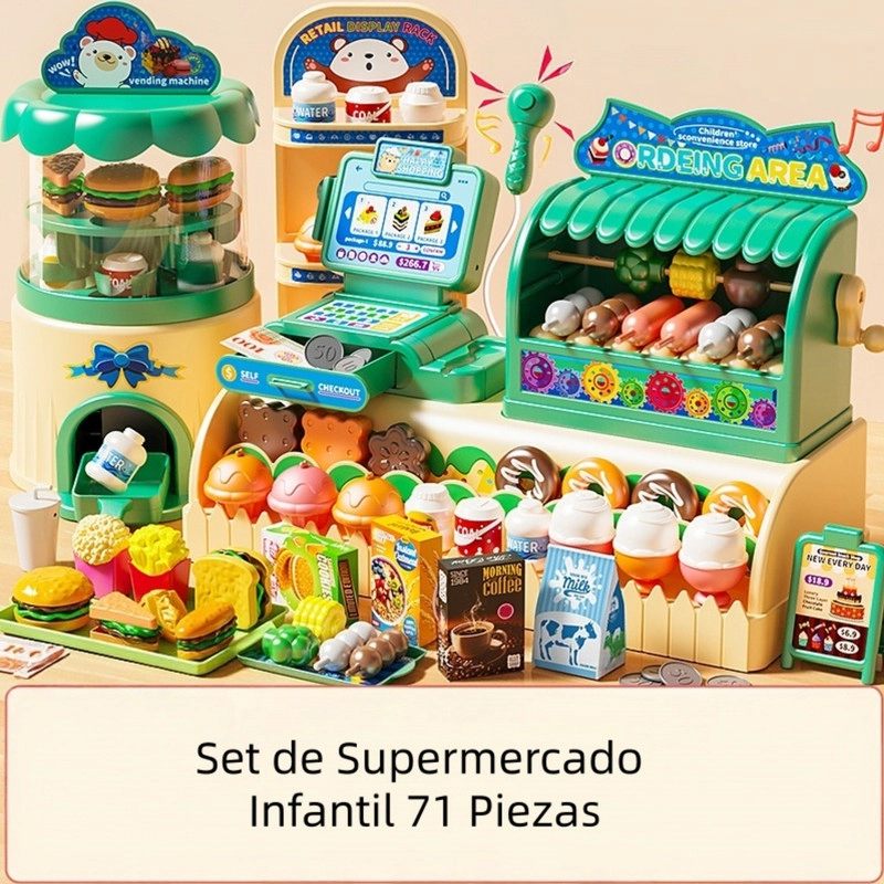 SET JUEGO DE SUPERMERCADO INFANTIL 71 PIEZAS VERDE - 2