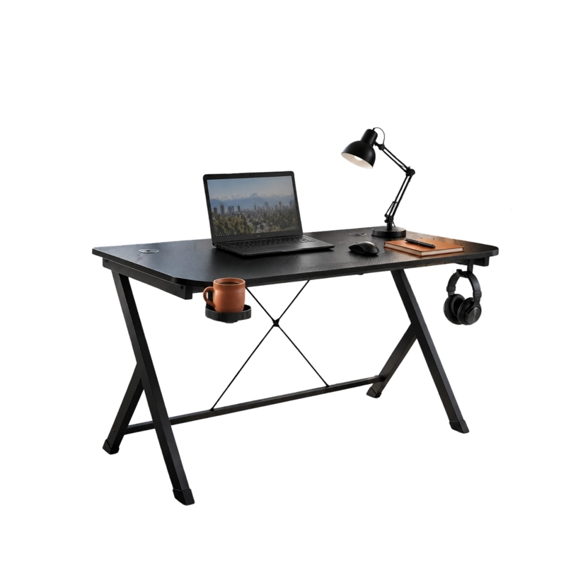 ESCRITORIO MESA GAMER CON SOPORTES PARA VASO Y AUDIFONOS - 11