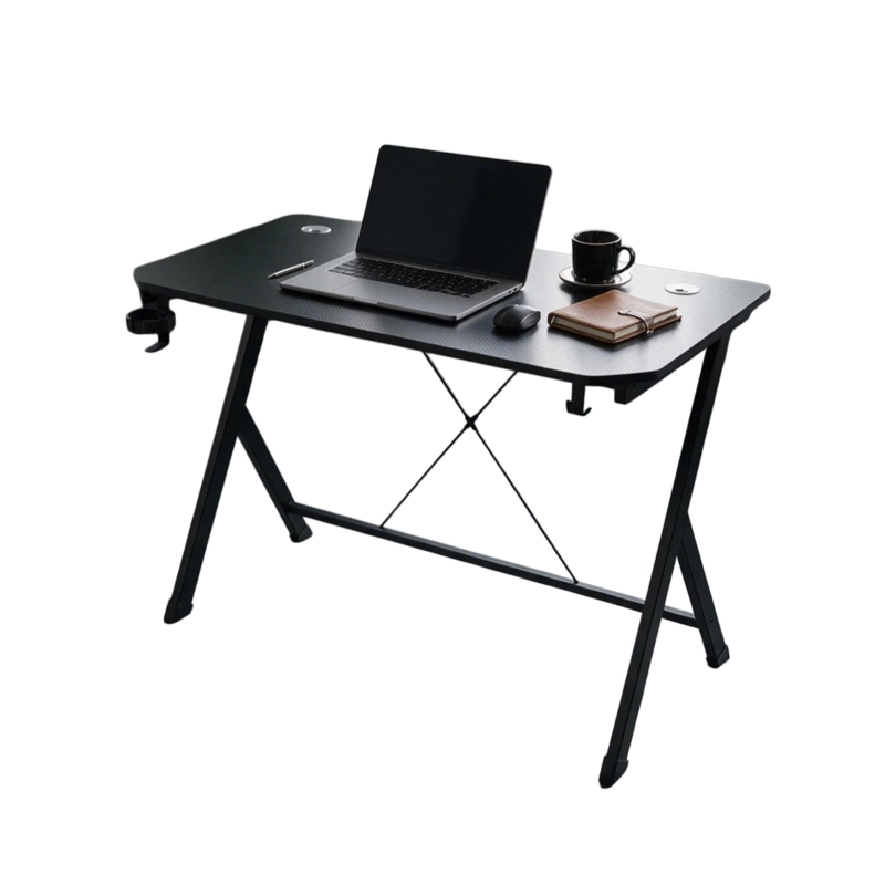 ESCRITORIO MESA GAMER CON SOPORTES PARA VASO Y AUDIFONOS - 5