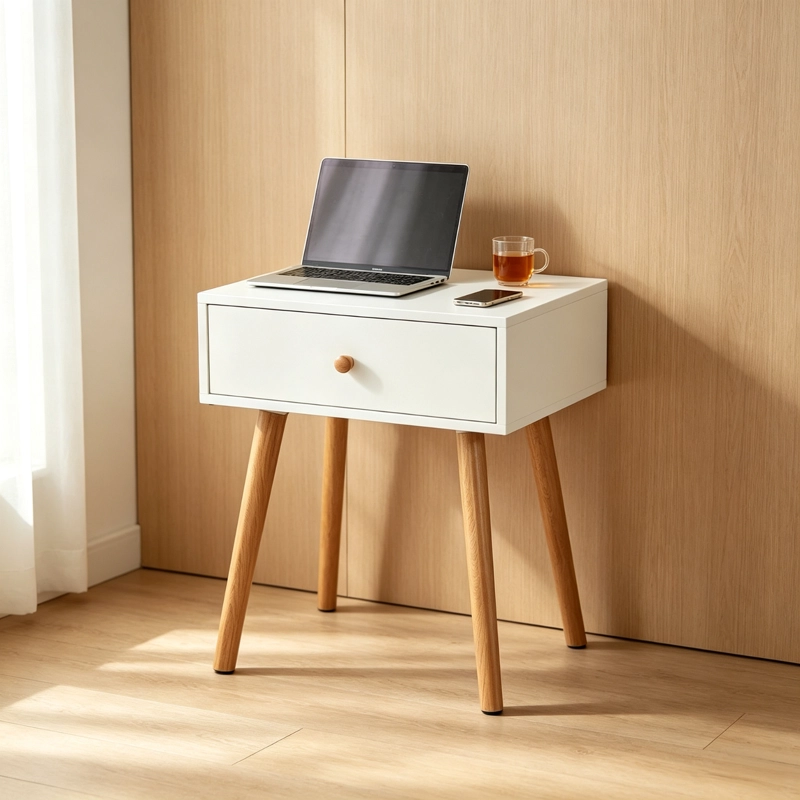 VELADOR CON CAJON MODERO Y ELEGANTE TIRADOR DE MADERA - 1