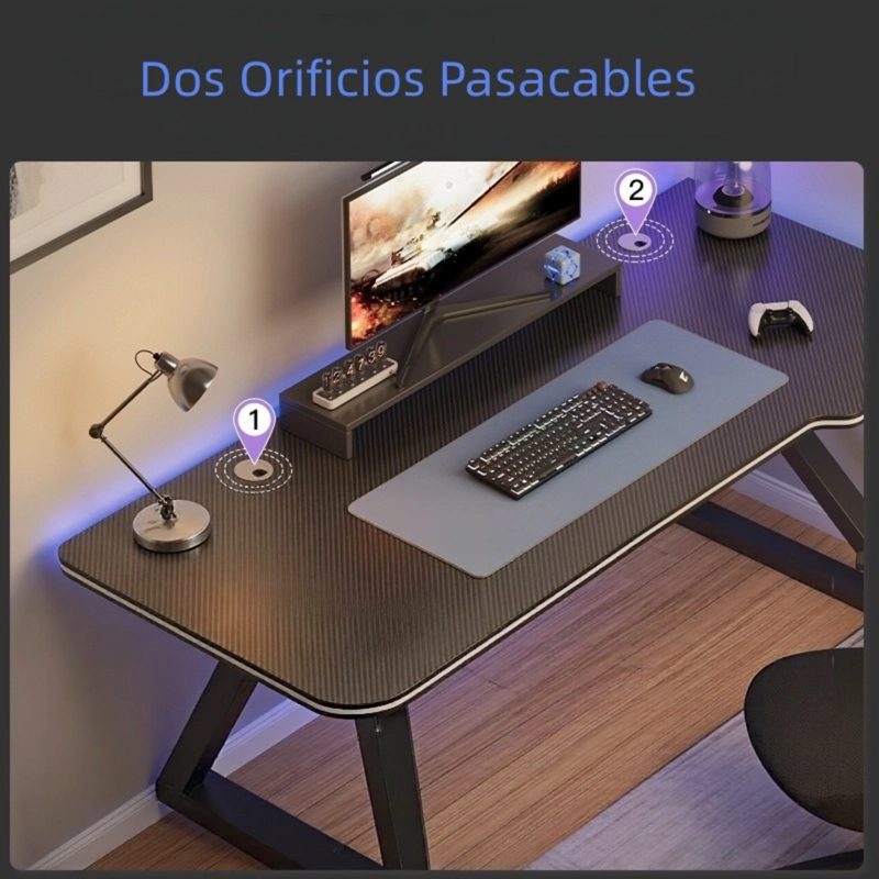 ESCRITORIO GAMER TEXTURA TIPO FIBRA DE CARBONO CUERPO METAL K - 8