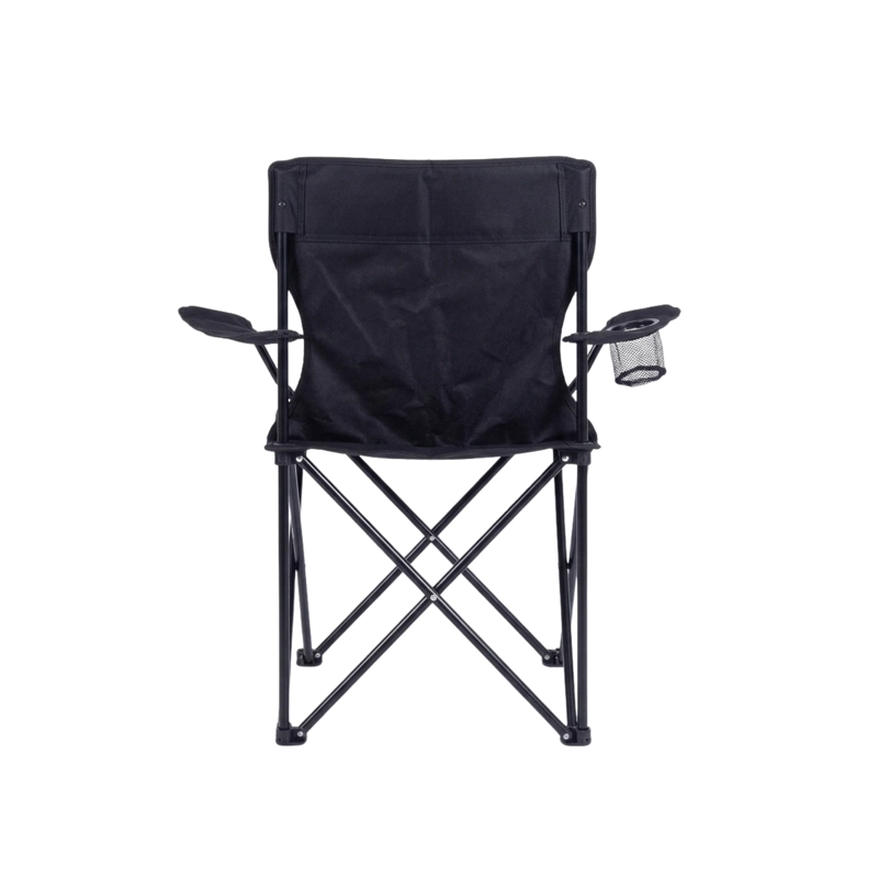 SILLA PLEGABLE DE CAMPING CON POSAVASOS Y BRAZOS HASTA 150KG NEGRO - 5