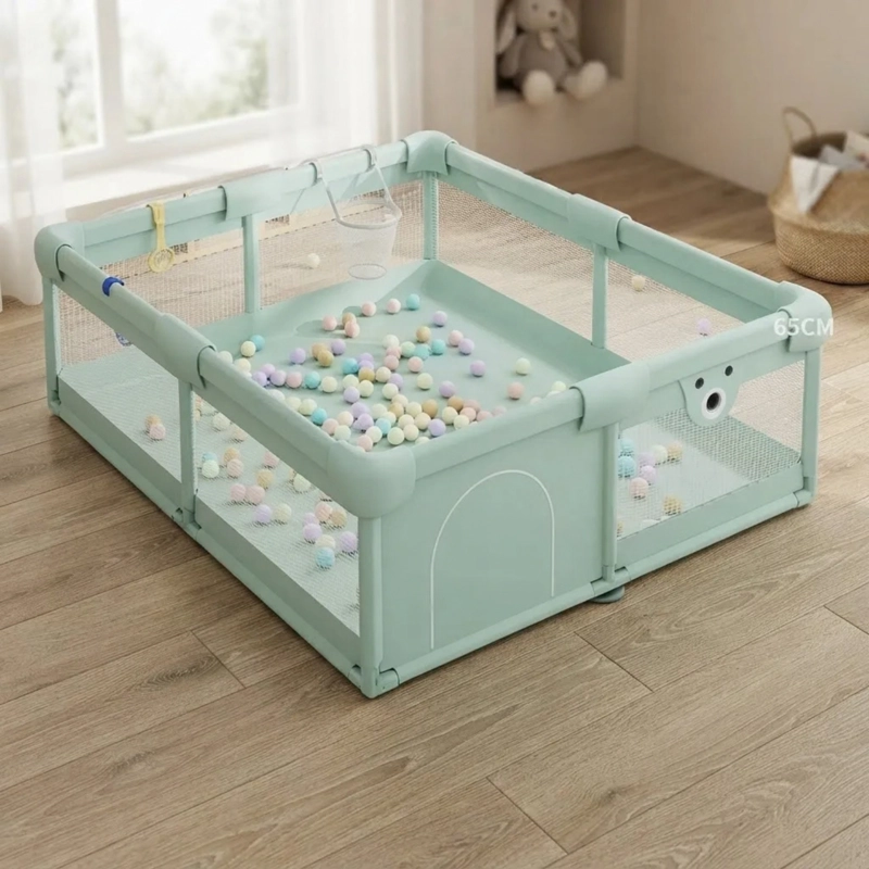 CORRAL GIMNASIO DE JUEGO CON ALFOMBRA ARO Y AGARRADERAS VERDE - 3