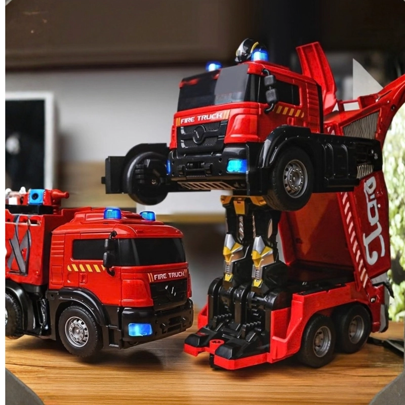 CAMION BOMBEROS CONTROL REMOTO ROBOT TRANSFORMER LANZA AGUA - 7