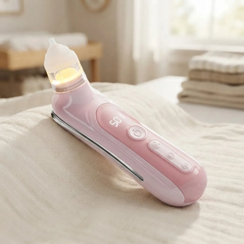ASPIRADOR NASAL ELE CTRICO BEBE  SACA MOCOS RECARGABLE LUZ ROSADO - 2