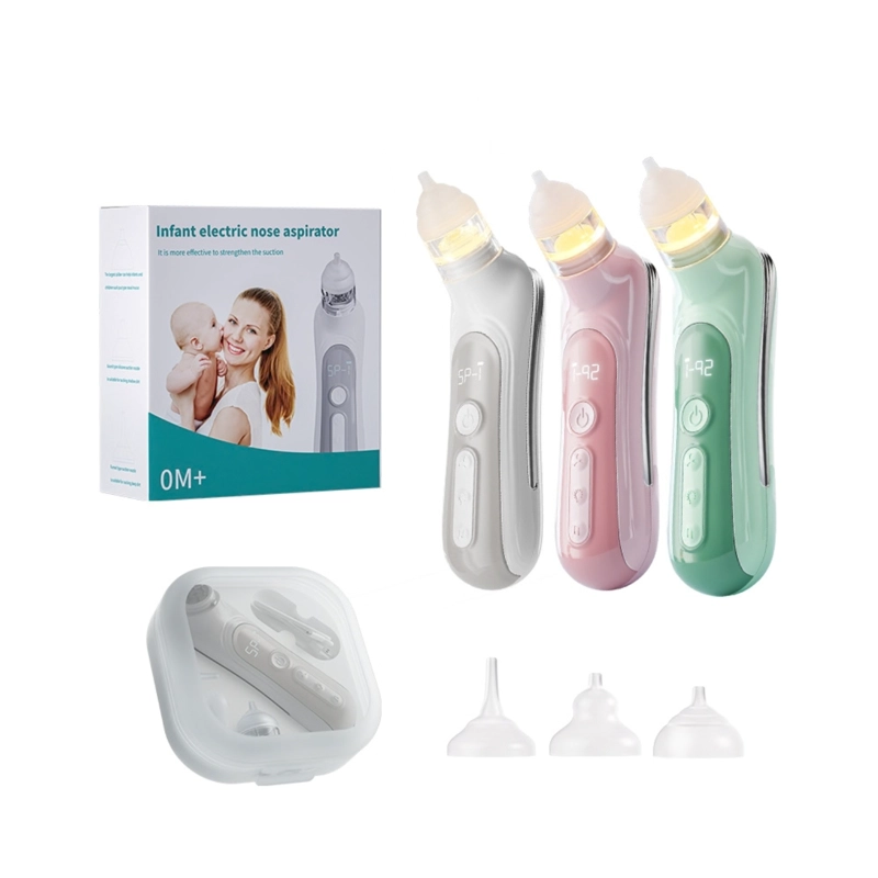 ASPIRADOR NASAL ELE CTRICO BEBE  SACA MOCOS RECARGABLE LUZ ROSADO - 4