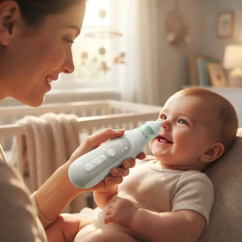 ASPIRADOR NASAL ELE CTRICO BEBE  SACA MOCOS RECARGABLE LUZ GRIS - 1