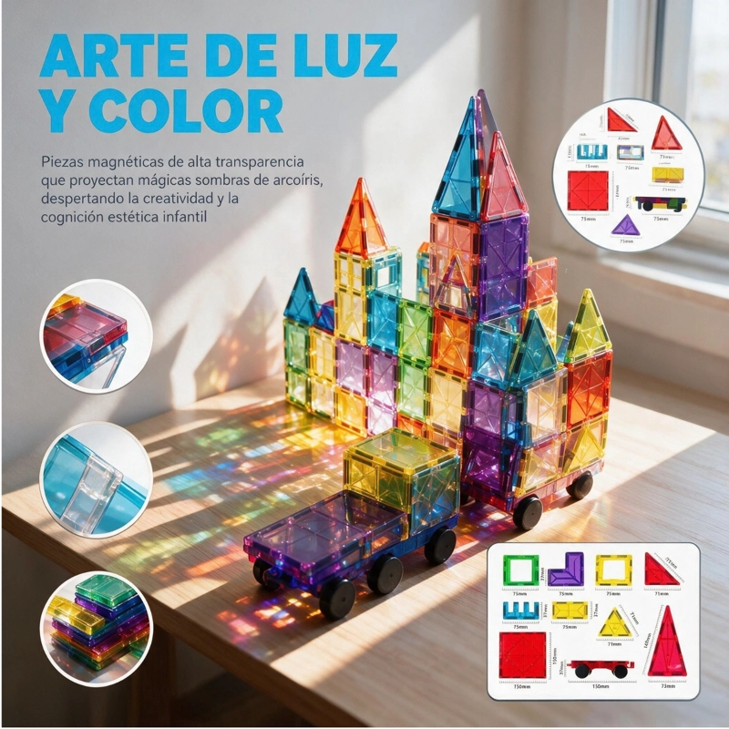 JUEGO DE BLOQUES DE CONSTRUCCION 3D MAGNE TICOS DE 100 PIEZAS - 3