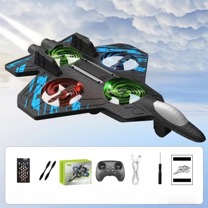AVION DRONE JUGUETE A CONTROL REMOTO ANTI CHOQUES H22 AZUL - 2