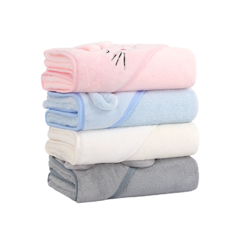 TOALLA Y CAPA PARA BAÑO DE ALGODON EXTRA SUAVE CON CAPUCHA GATITO ROSADO PARA BEBE S Y NIÑOS - 4