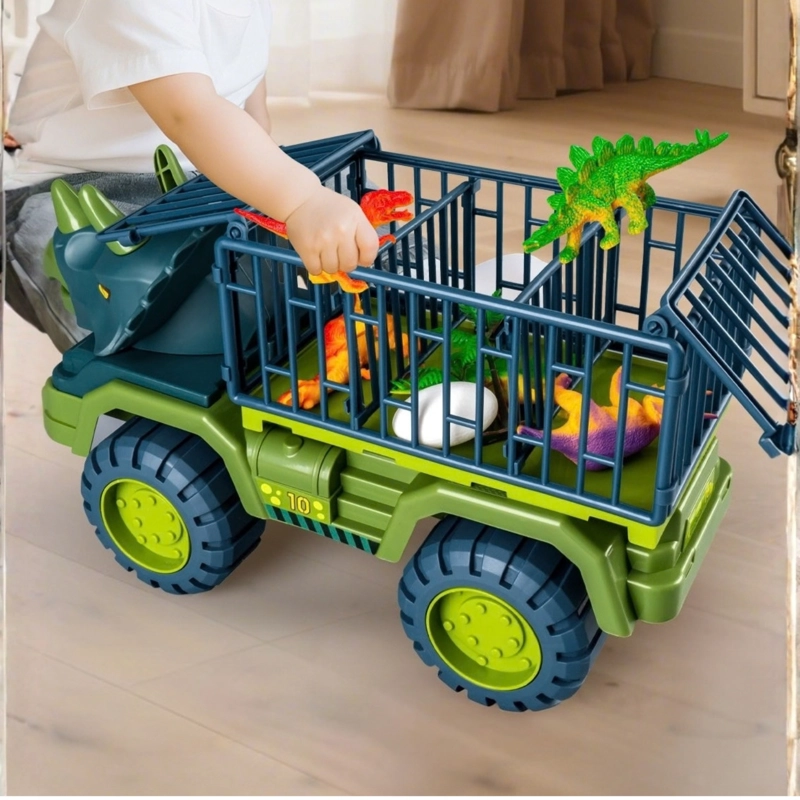 CAMION TRANSPORTADOR DE DINOSAURIOS T-REX JUGUETE CON FIGURAS - 3