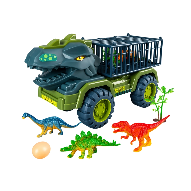 CAMION TRANSPORTADOR DE DINOSAURIOS T-REX JUGUETE CON FIGURAS - 4