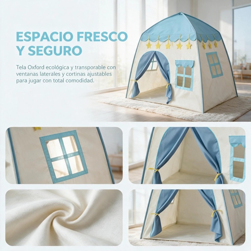CARPA INFANTIL CASITA DE JUEGOS CASTILLO CELESTE NIÑOS - 3