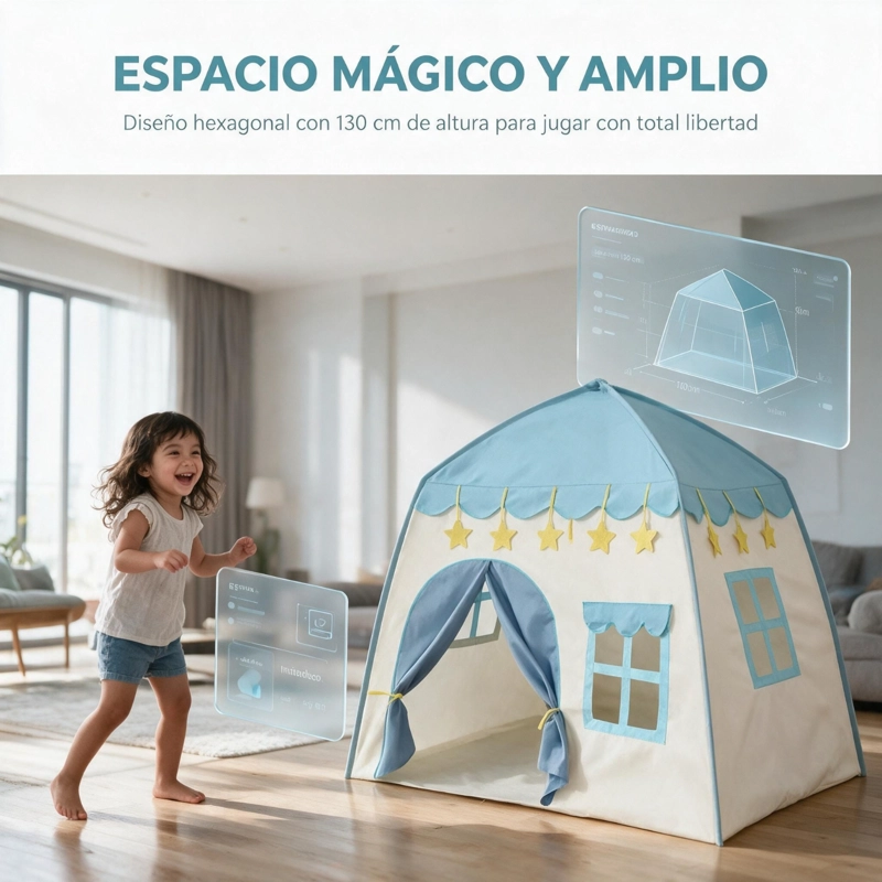 CARPA INFANTIL CASITA DE JUEGOS CASTILLO CELESTE NIÑOS - 4