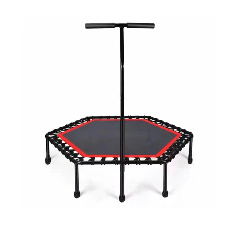 MINI TRAMPOLIN FITNESS HEXAGONAL CON BARRA DE APOYO CENTRAL ROJO - 7