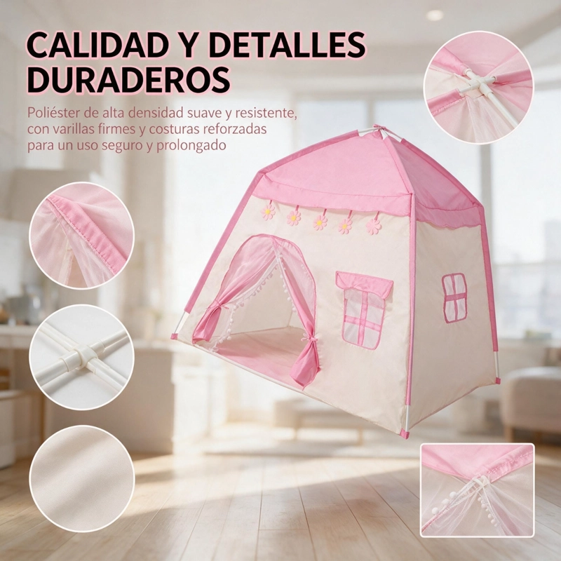 CARPA INFANTIL CASITA DE JUEGOS PARA NIÑAS PRINCESA ROSADO - 4
