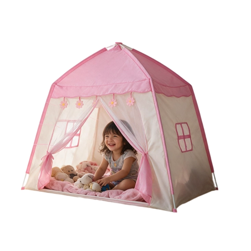 CARPA INFANTIL CASITA DE JUEGOS PARA NIÑAS PRINCESA ROSADO - 6
