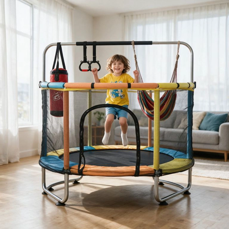 MINI TRAMPOLIN CAMA ELASTICA 1.4M CON 5 JUGUETES PARA NIÑOS MULTICOLOR - 1