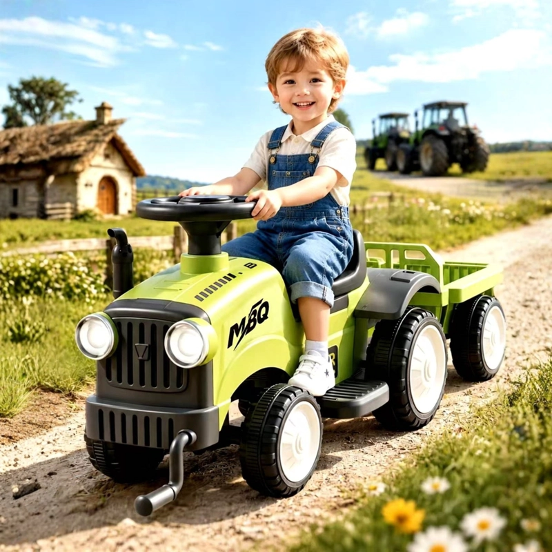 TRACTOR CORREPASILLOS ANDADOR CON REMOLQUE PARA NIÑOS VERDE - 2