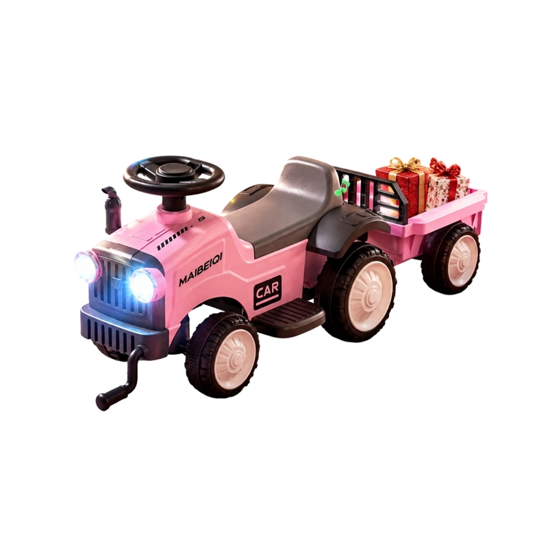 TRACTOR CORREPASILLOS ANDADOR CON REMOLQUE PARA NIÑOS ROSADO - 1