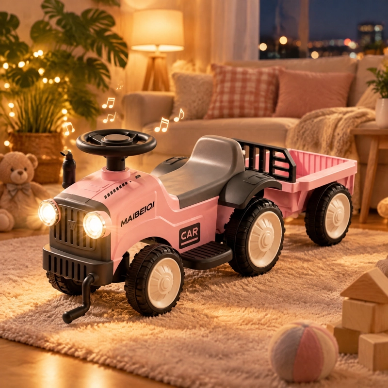 TRACTOR CORREPASILLOS ANDADOR CON REMOLQUE PARA NIÑOS ROSADO - 2