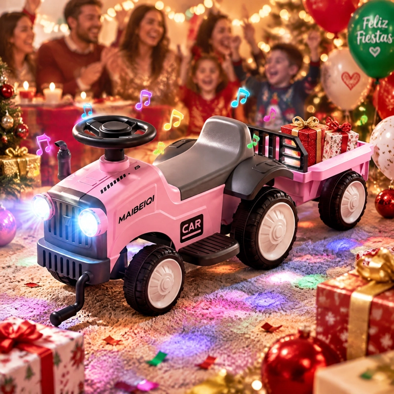 TRACTOR CORREPASILLOS ANDADOR CON REMOLQUE PARA NIÑOS ROSADO - 3